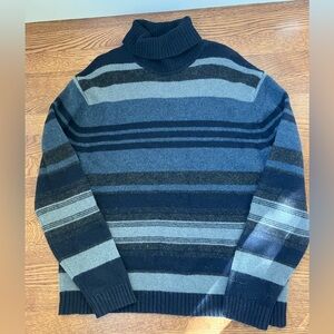 Banana Republic Men's Turtleneck Sweater - Charcoal and Light Gray Stripes